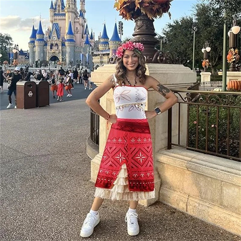 Women Moana Cosplay Costume – Ocean Princess Tassel Skirt Outfit