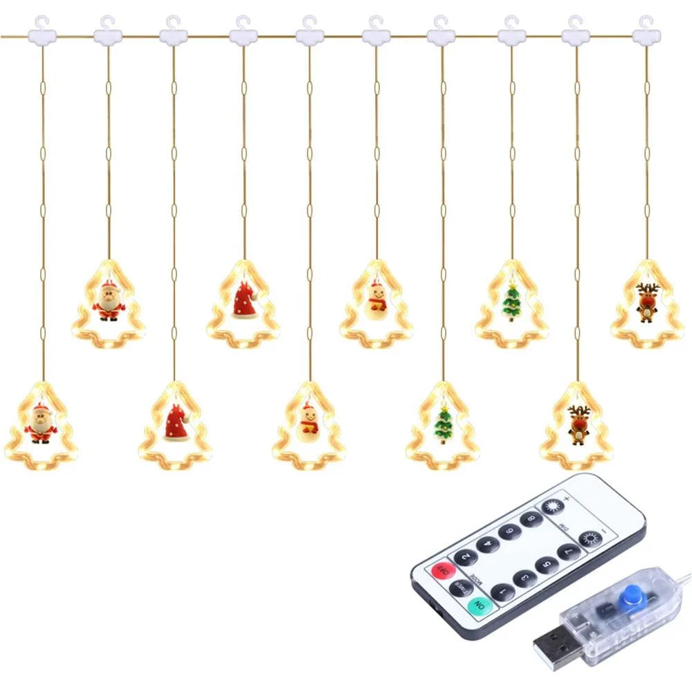 120-LED Christmas Curtain String Lights, USB or Battery
