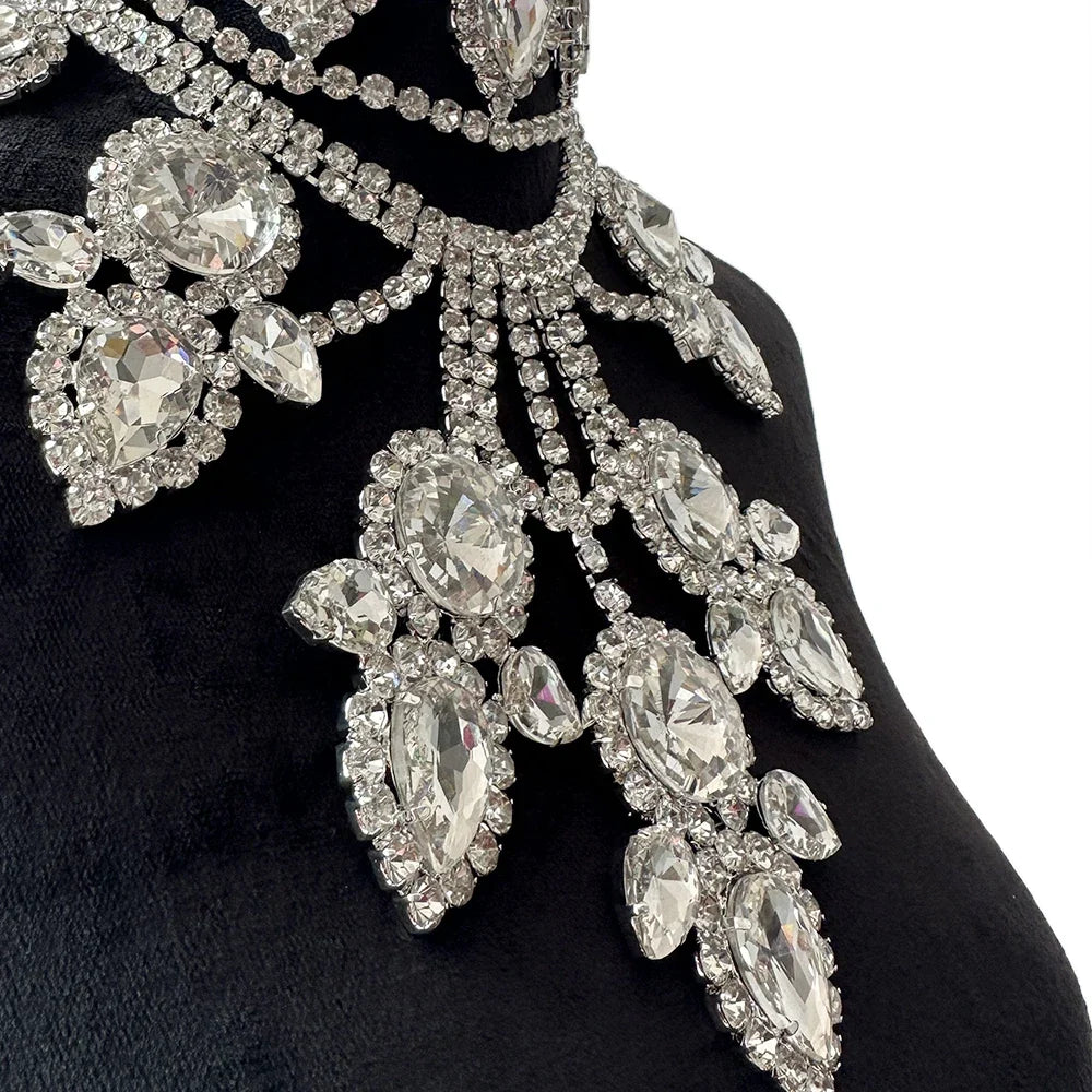 Large Crystal Drop Pendant Necklace