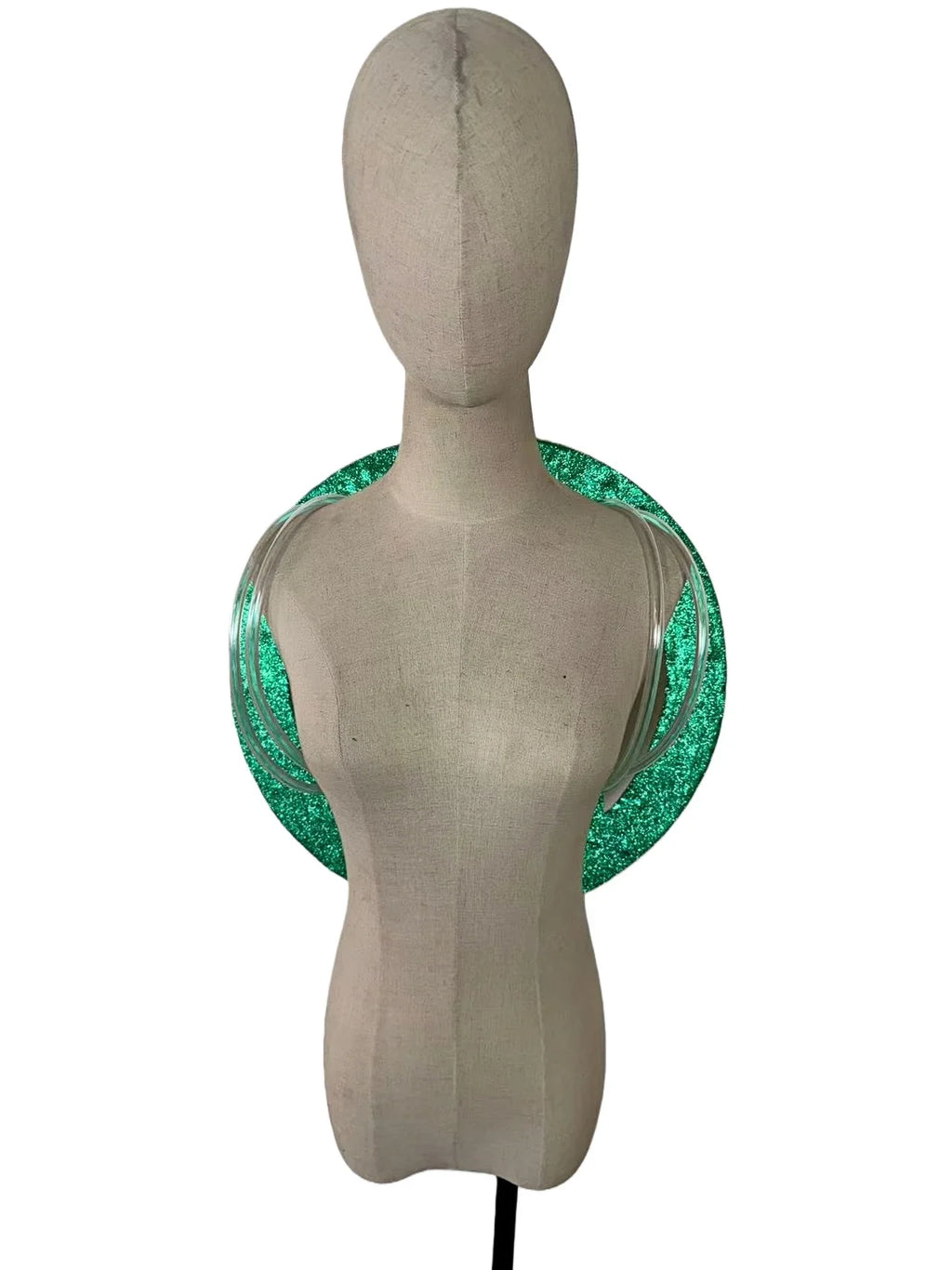 Rhinestone-Embellished Feather Backpiece Frame with Harness
