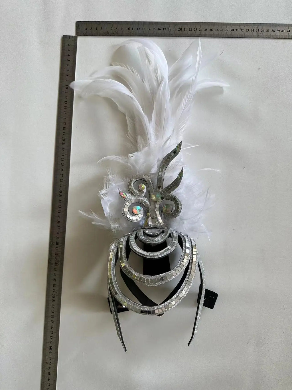 The Stardust Dionysia – Pure White Feather Carnival & Masque Ball Headdress
