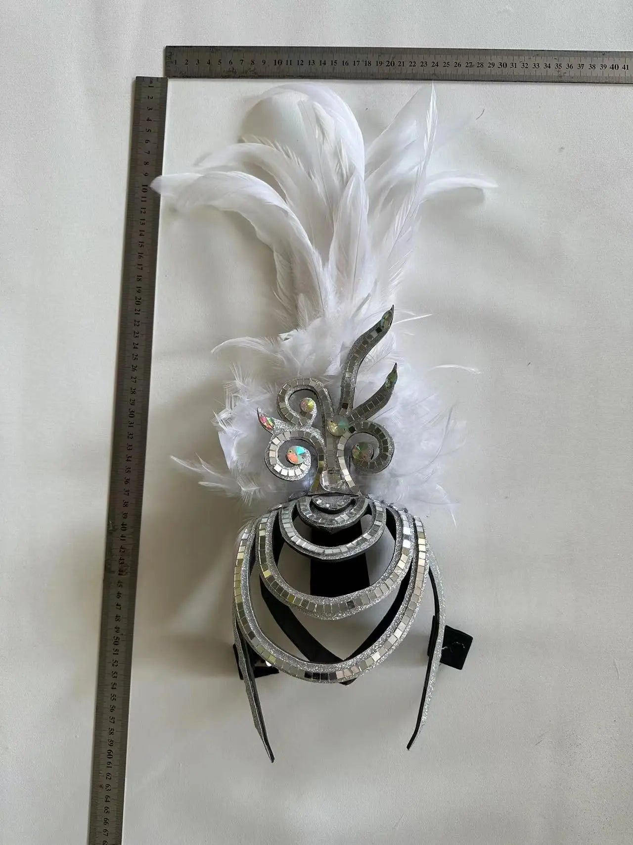 The Stardust Dionysia – Pure White Feather Carnival & Masque Ball Headdress