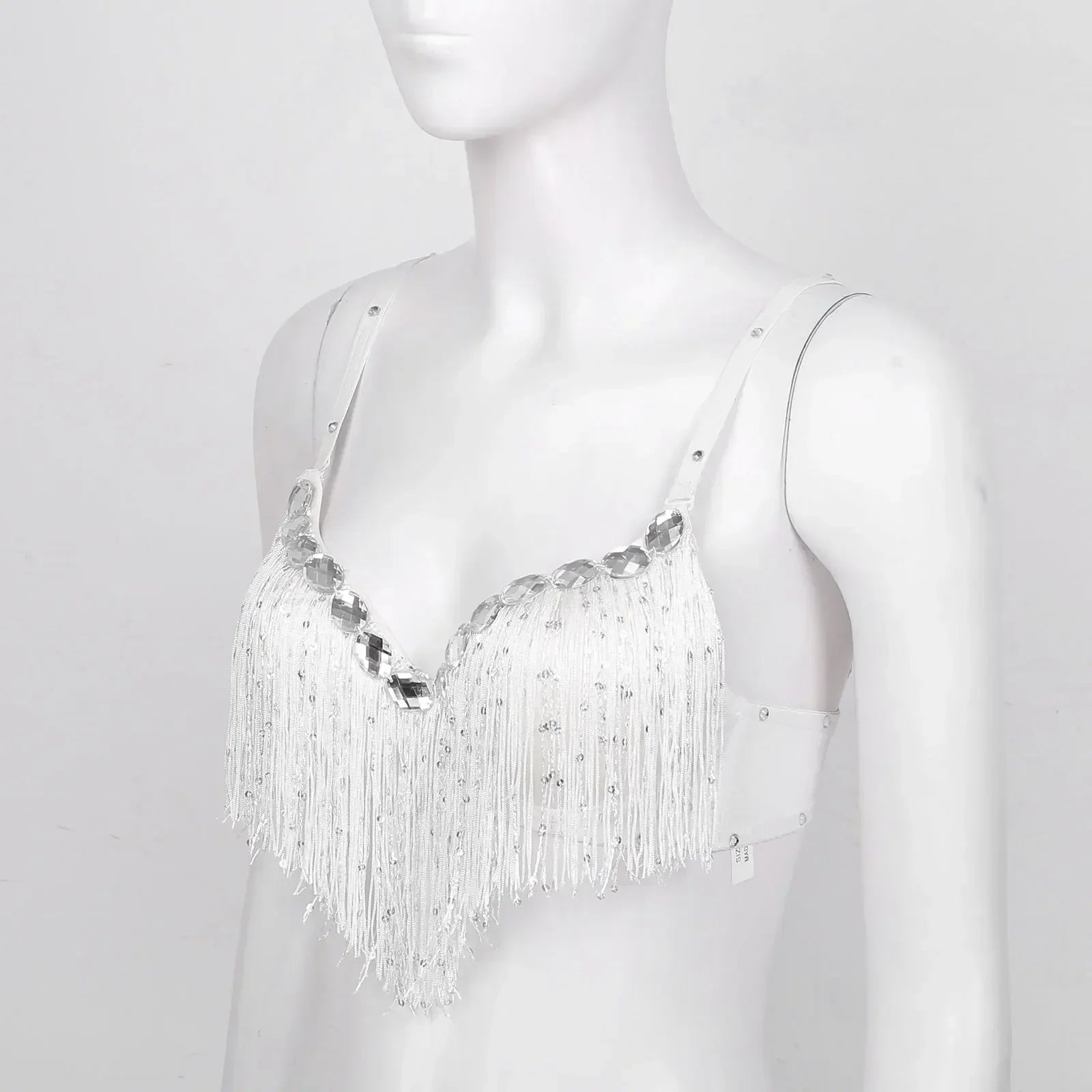The Stardust Oasis Sirena – Sequined Tassel & Rhinestone Push-Up Belly Dance Bra Top
