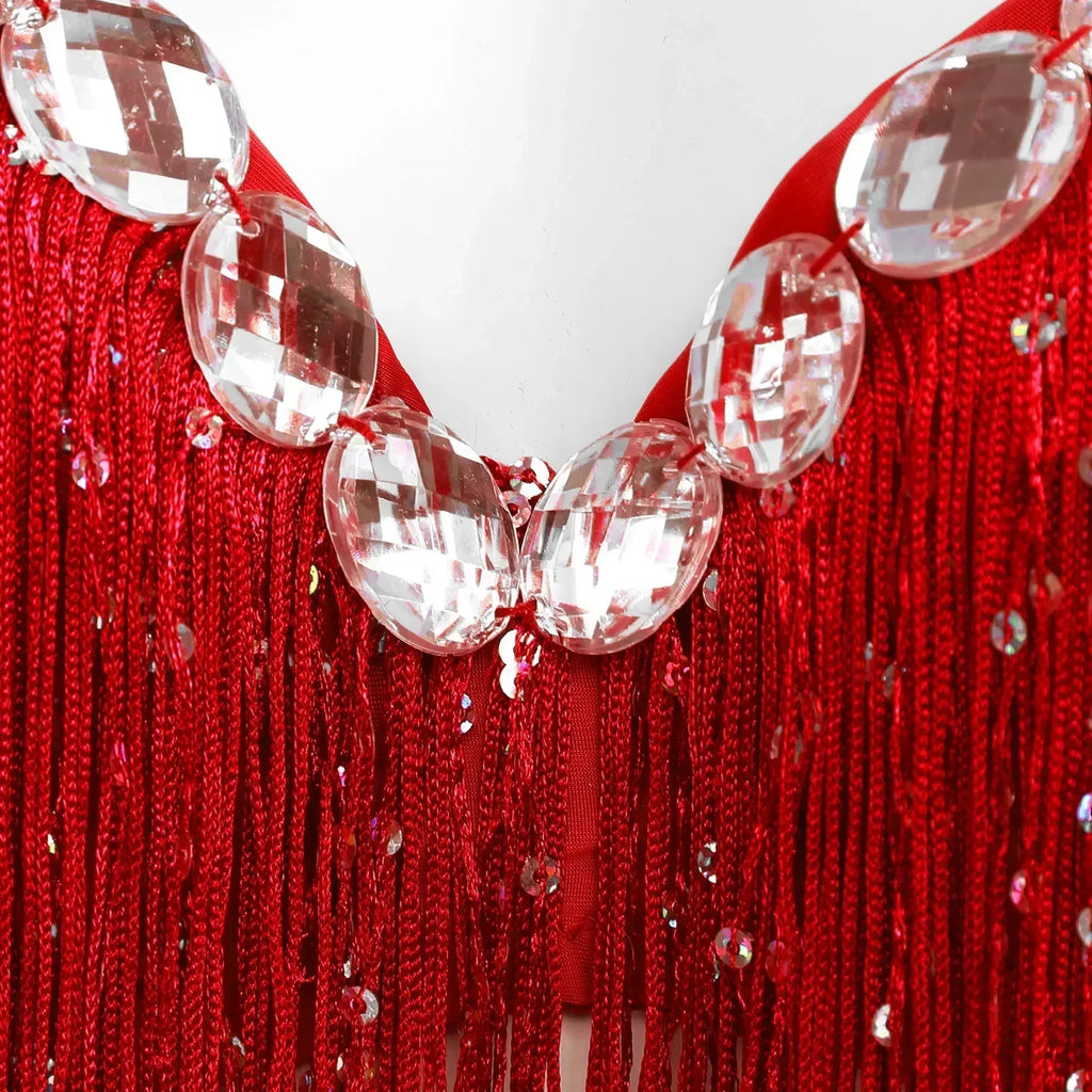 The Stardust Oasis Sirena – Sequined Tassel & Rhinestone Push-Up Belly Dance Bra Top