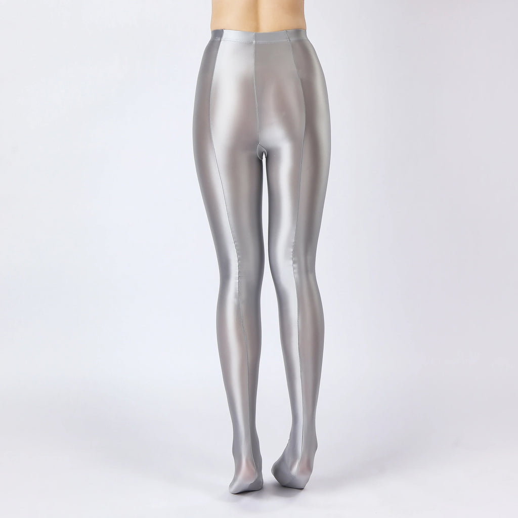 Oil Glossy High-Stretch Satin Pencil Pants & Leopard Print Leggings