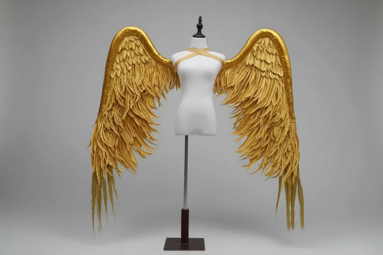 The Stardust Empress Royale – Deluxe Gold Custom Feather Angel Wings Stage Performance Prop