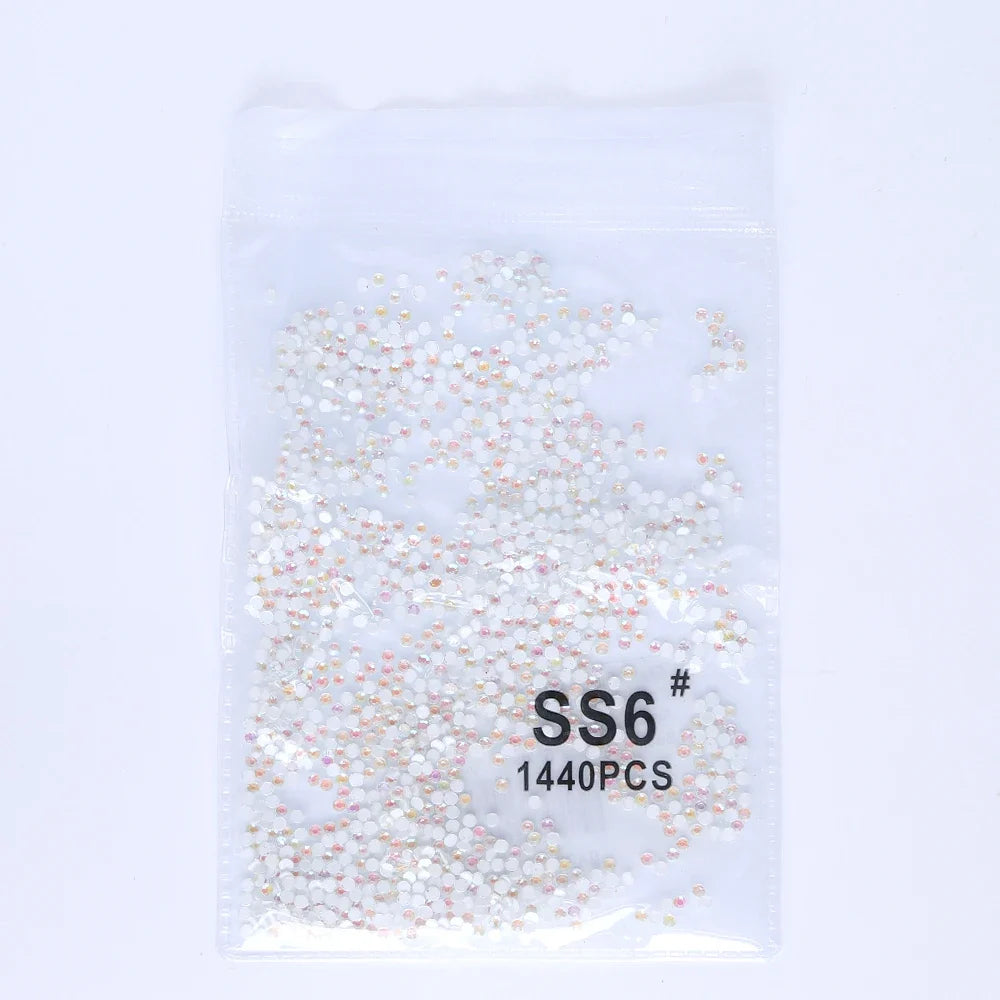 SS6-SS30 Mocha Shimmer White Glass Flatback Non-hotfix Rhinestones