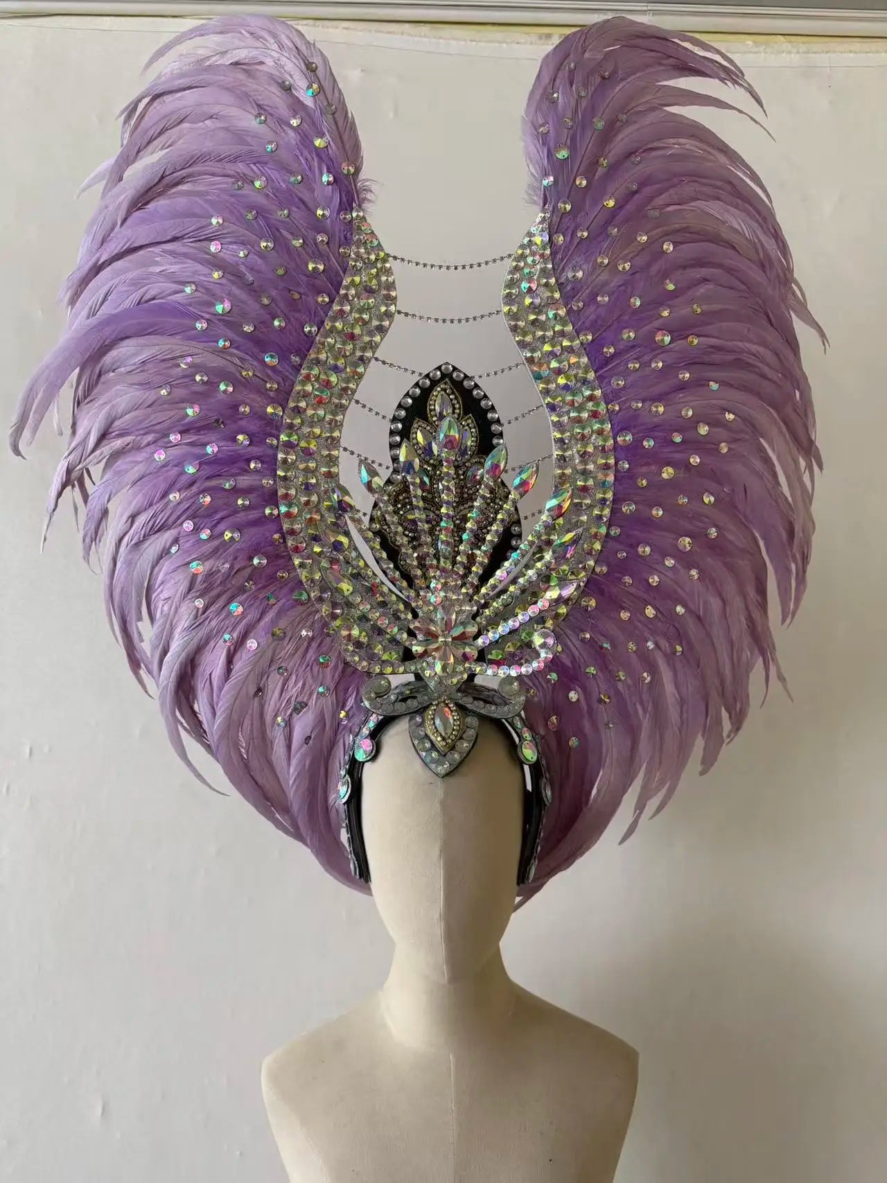 The Stardust Aurora Feather Headdress – Light Purple Cabaret & Carnival Crown
