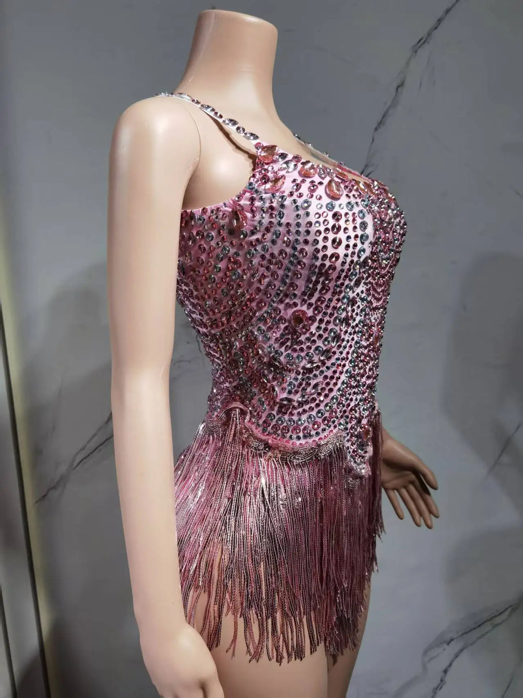 The Stardust Festival Fringe Bodysuit – Luxury Rhinestone Tassel Showgirl Costume