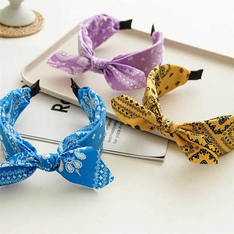 Paisley Bandana Rabbit Ear Headband for Women