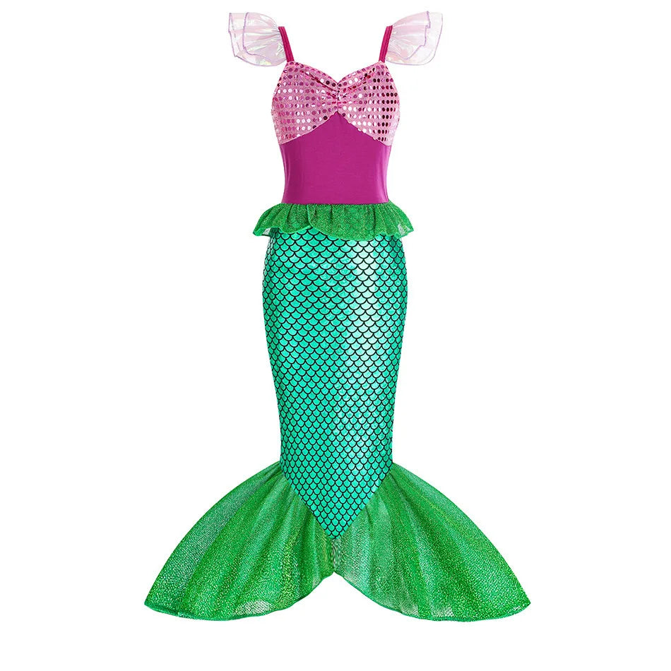 Kids Little Mermaid Ariel Princess Costume Dress – Cosplay Party Outfit