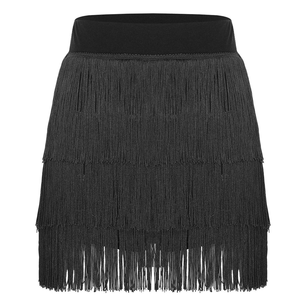 The Stardust Havana Fringe Skirt – High-Waist Tiered Tassel Performance Skirt