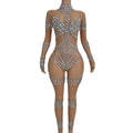 Crystal Cutout Illusion Performance Bodysuit