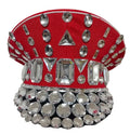Rhinestone Studded Military Captain Hat & Stage Performance Security Cap