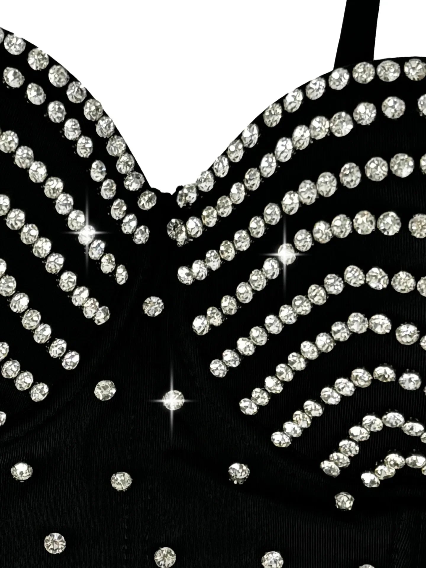 The Stardust Prism Siren – Embroidered Diamond Bustier Corset Crop Top