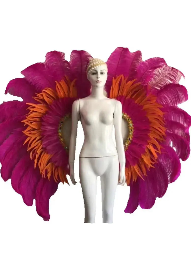 Two-Tone Feather Wing Backpiece Stage Costume Accessory