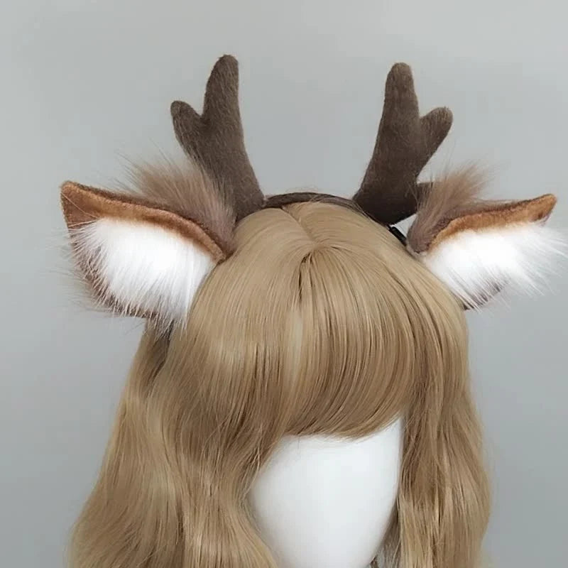 Cute Plush Deer Antler Headband for Women
