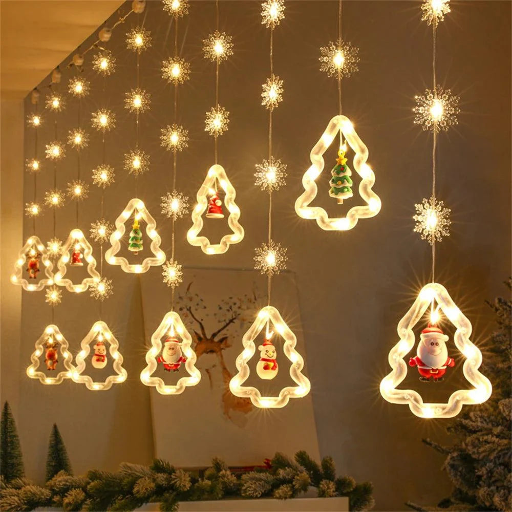 120-LED Christmas Curtain String Lights, USB or Battery
