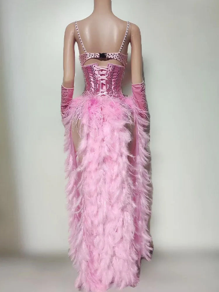 The Stardust Sugar Rush – Pink Feather & Glitter Stage Costume Set