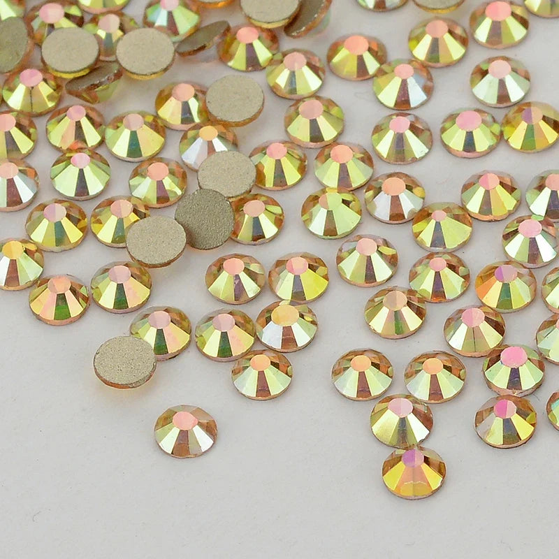 SS3-SS60 AB Gold Bottom Non-Hotfix Glass Flatback Rhinestone
