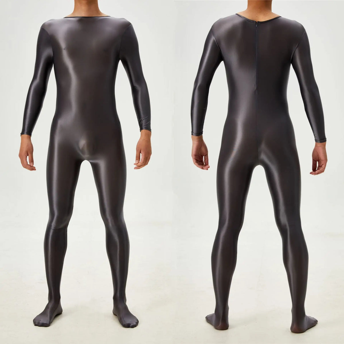 Candy Color Oil Glossy Full-Body Shaping Bodysuit Satin Smooth Leotard