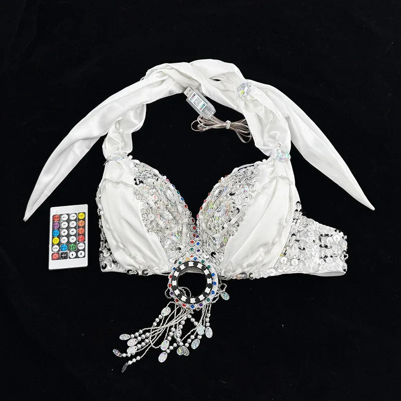 App-Controlled Bluetooth LED Glowing Belly Dance Bra & Stage Performance Top