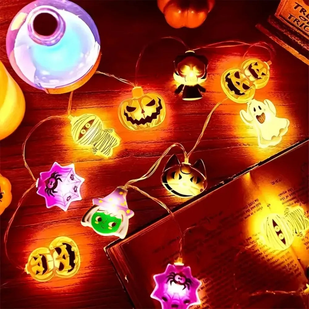 1PC 1.5M10LED/3M20LED Halloween Battery Box 8-Element Light String,Without Battery,Used for Halloween,Autumn Harvest Decoration