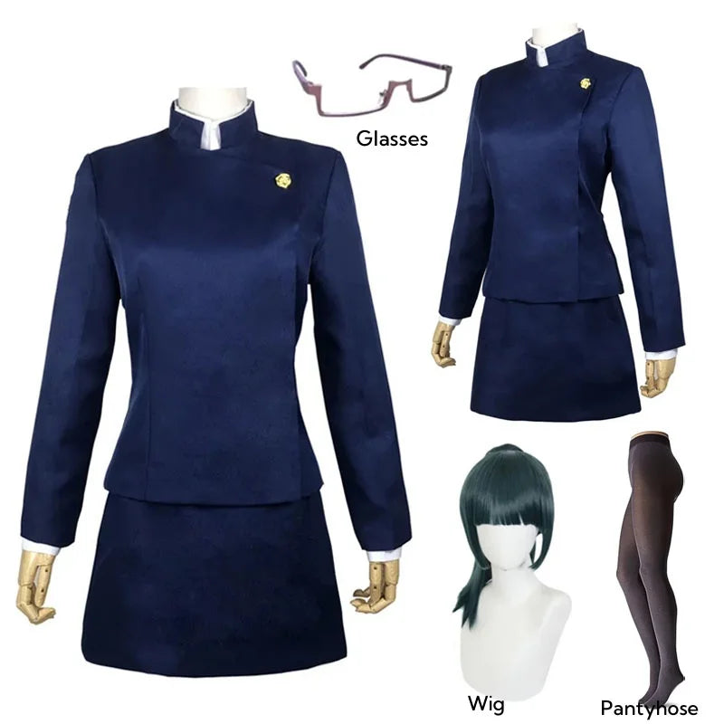 Maki Zenin Cosplay Costume – Anime Uniform Full Set with Wig & Glasses
