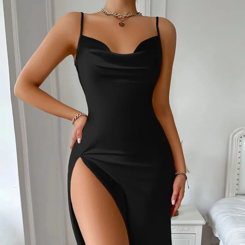 Red Lace-up Straps Nightdress Comfort Sexy V-Neck Spaghetti Strap Pajama Dress For Valentine's Gifts Women's  Sleepwear