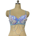 Handmade Mermaid Sequin Pearl Shell Belly Dance Bra Festival Rave Top