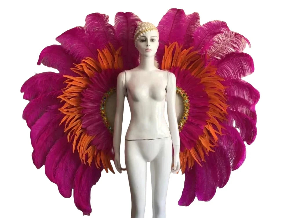 Two-Tone Feather Wing Backpiece Stage Costume Accessory