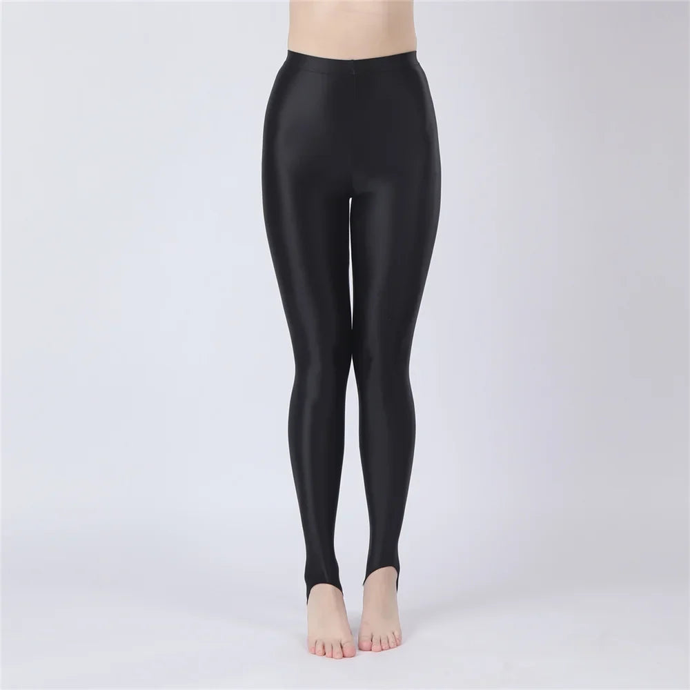 Thin Sheer Oil Glossy High-Stretch Pencil Pants Candy Color Yoga Leggings