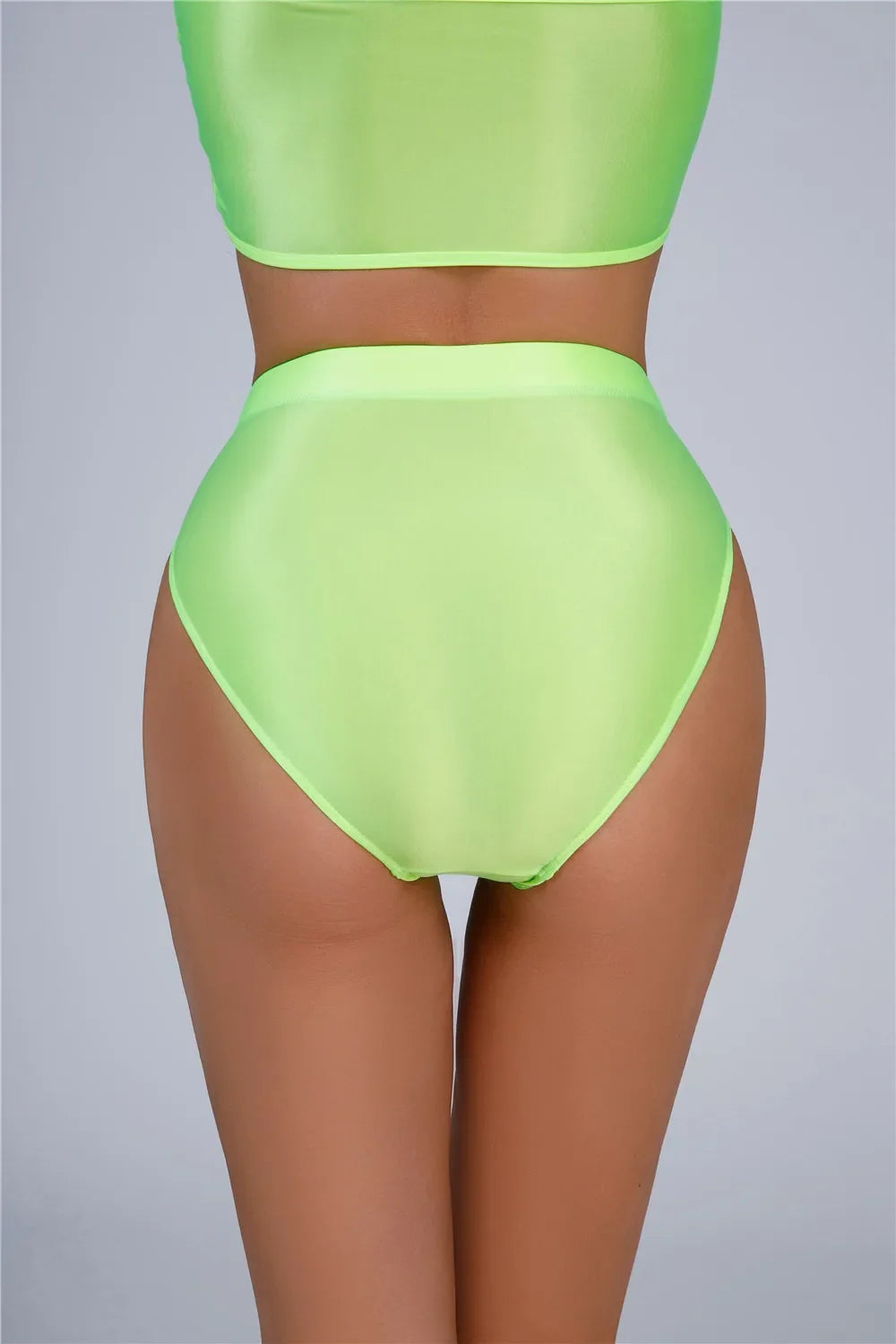 High-Waist Oil Glossy Sheer G-String Thong Satin Smooth Seamless Briefs