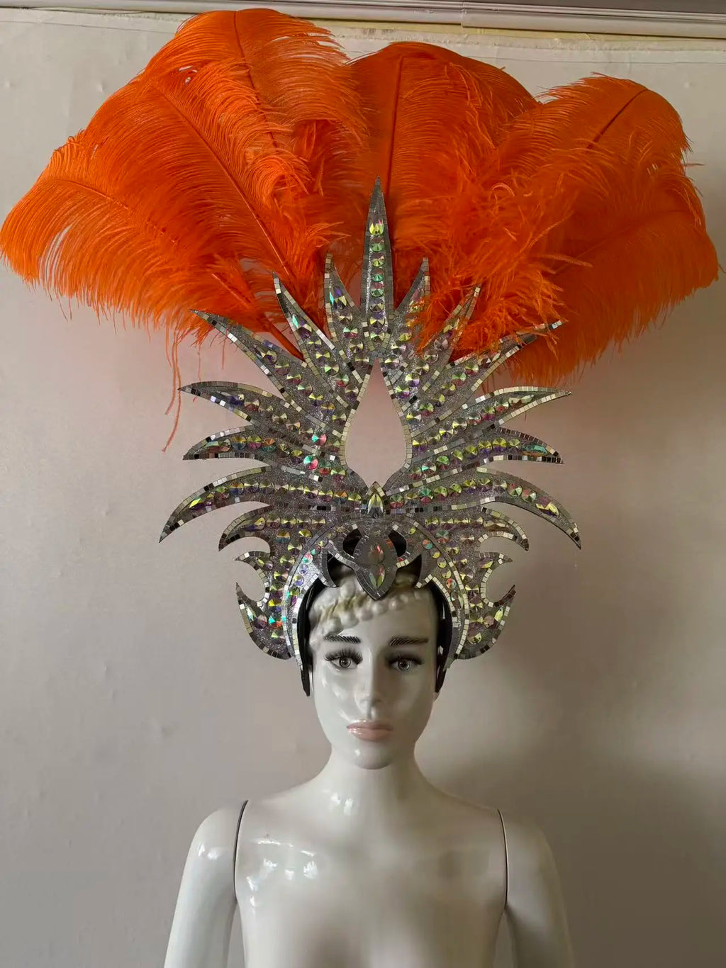 The Stardust Majestic Feather Crown – Carnival & Cabaret Stage Headdress