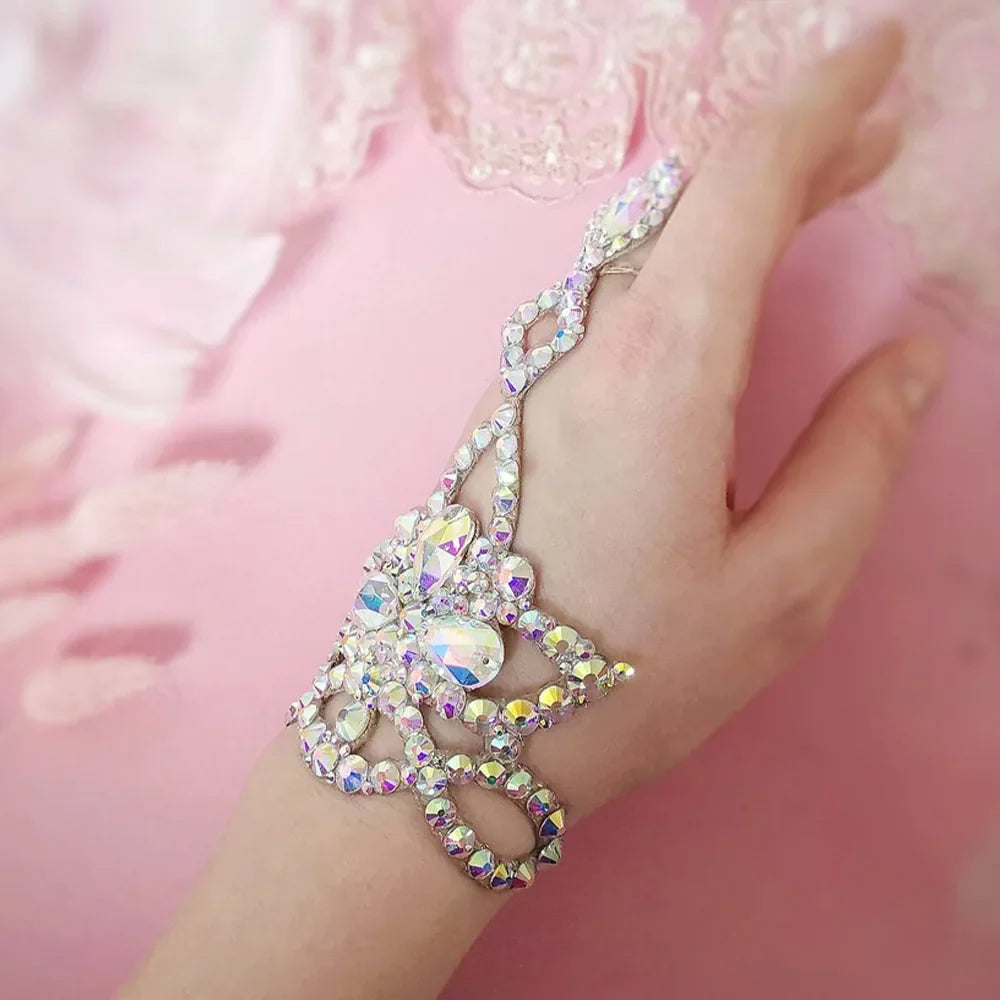 AB Rhinestone Hand Chain Bracelet