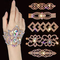 Dazzling Crystal Belly Dance Cuff Bracelet & Ring Hand Harness Jewelry