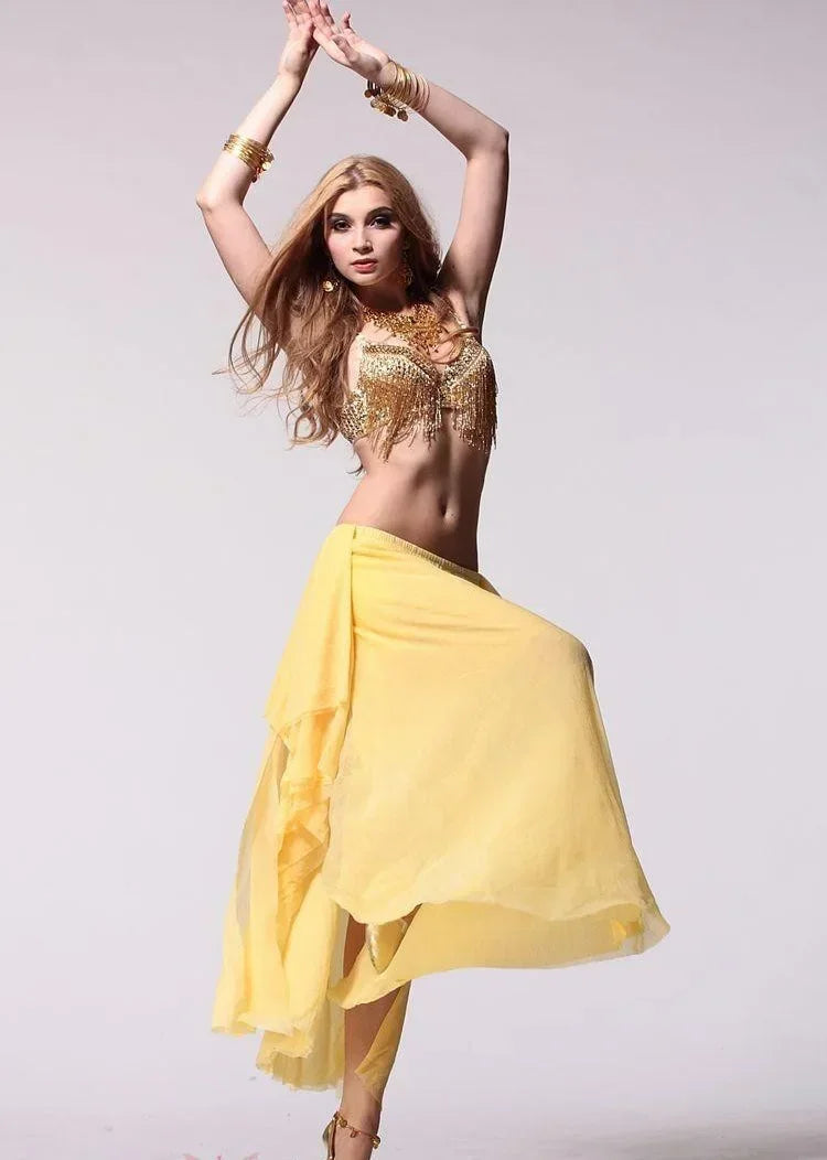 The Stardust Prism Sirena – Deluxe Beaded & Sequined Tassel Belly Dance Bra Top