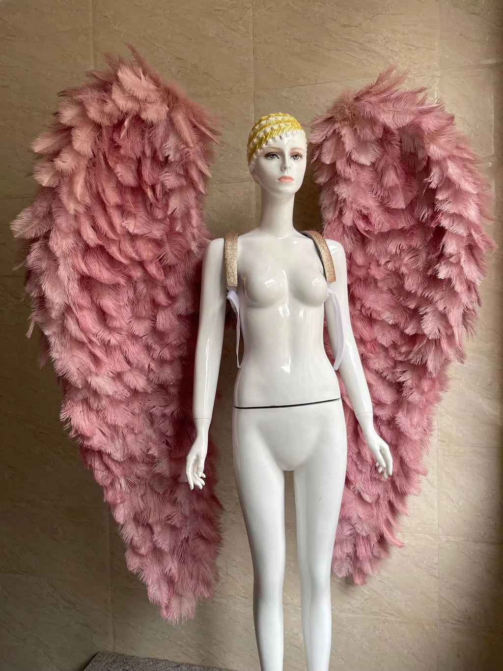 Large Feather Angel Wings Backpiece with Shoulder Straps