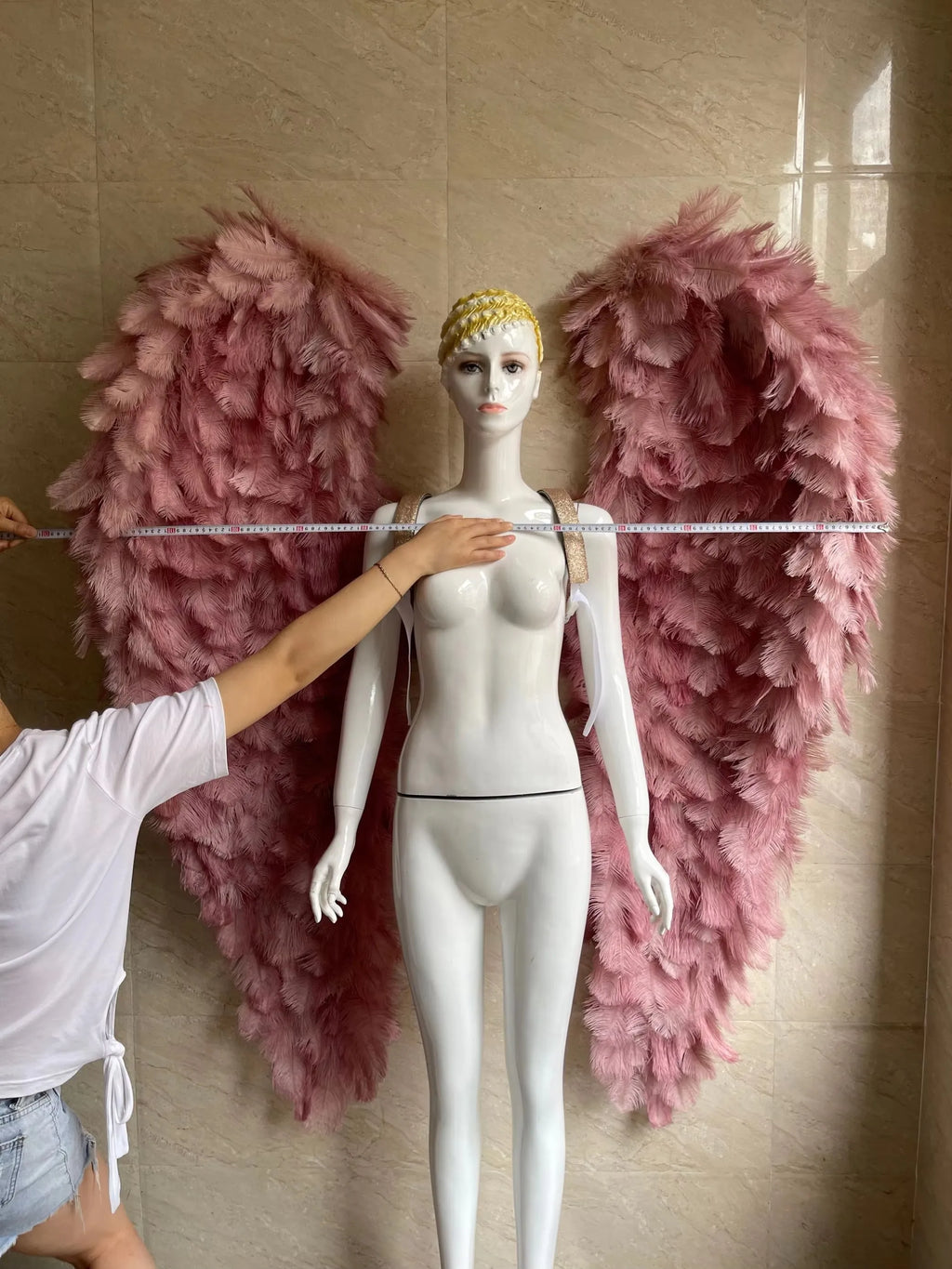 Large Feather Angel Wings Backpiece with Shoulder Straps