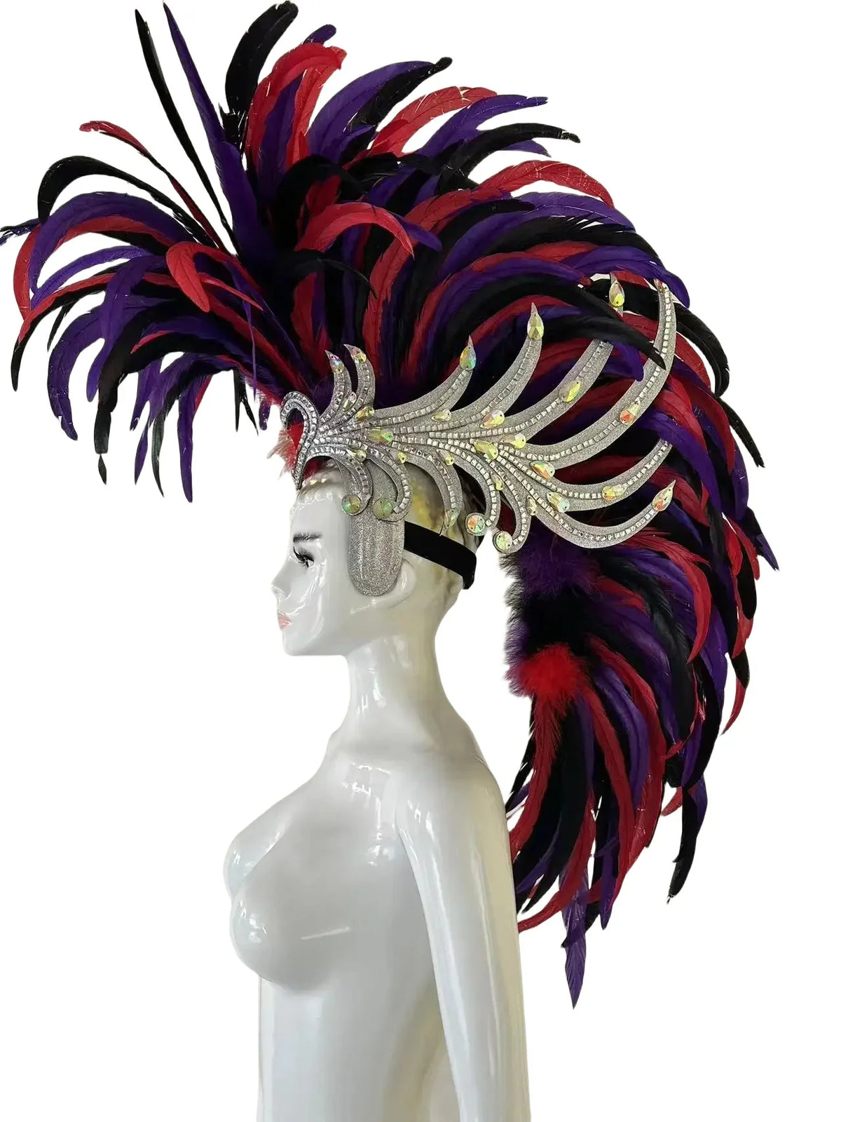 The Stardust Dynasty – Majestic Velvet & Feather Samba Masquerade Crown