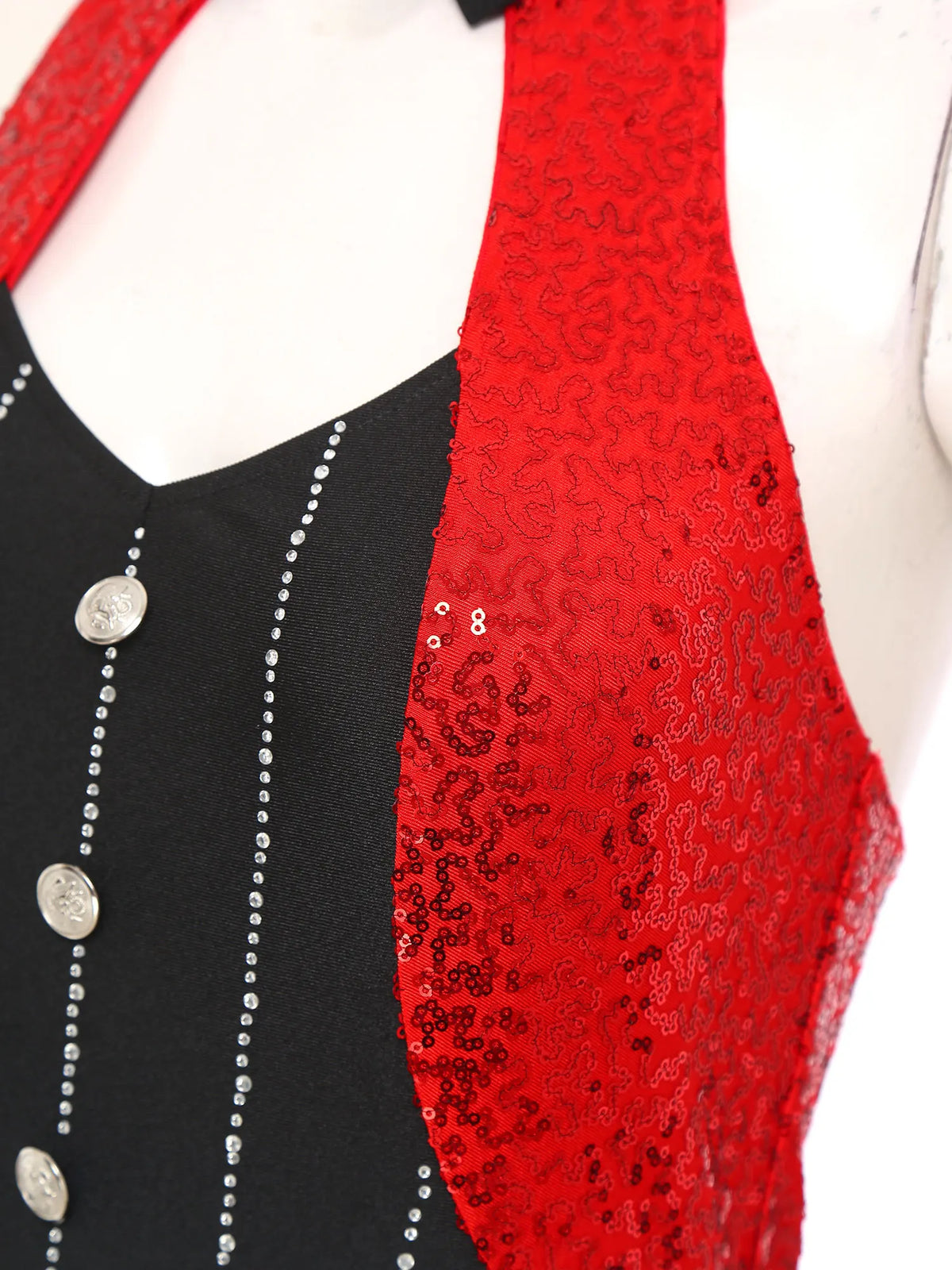 The Stardust Tuxedo Tassel Bodysuit – Luxury Sequins & Rhinestone Showgirl Leotard