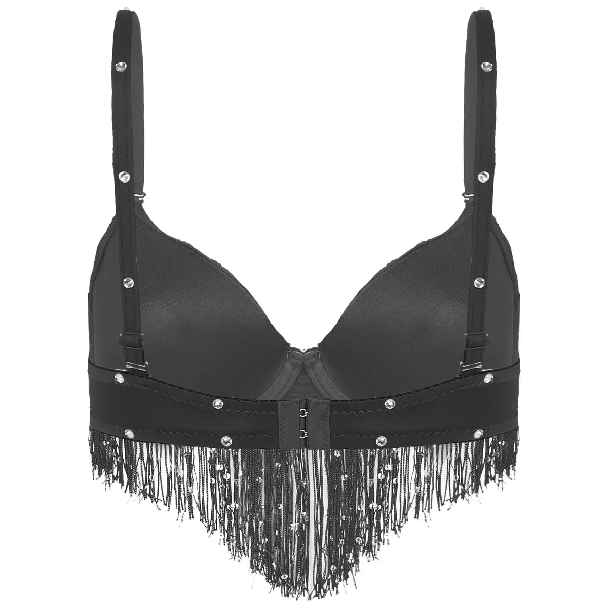 The Stardust Oasis Sirena – Sequined Tassel & Rhinestone Push-Up Belly Dance Bra Top