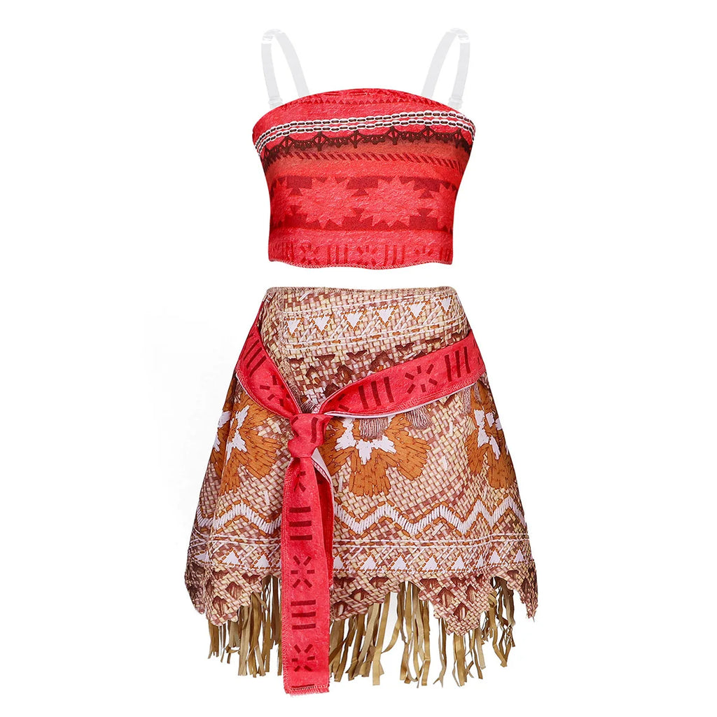 Girls Ocean Adventure Princess Costume – Moana 2 Piece Dress Outfit
