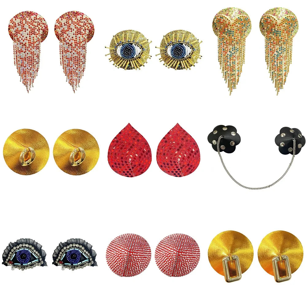 The Stardust Luminary – Deluxe Floral Chain & Tassel Reusable Nipple Covers (2 Pairs)
