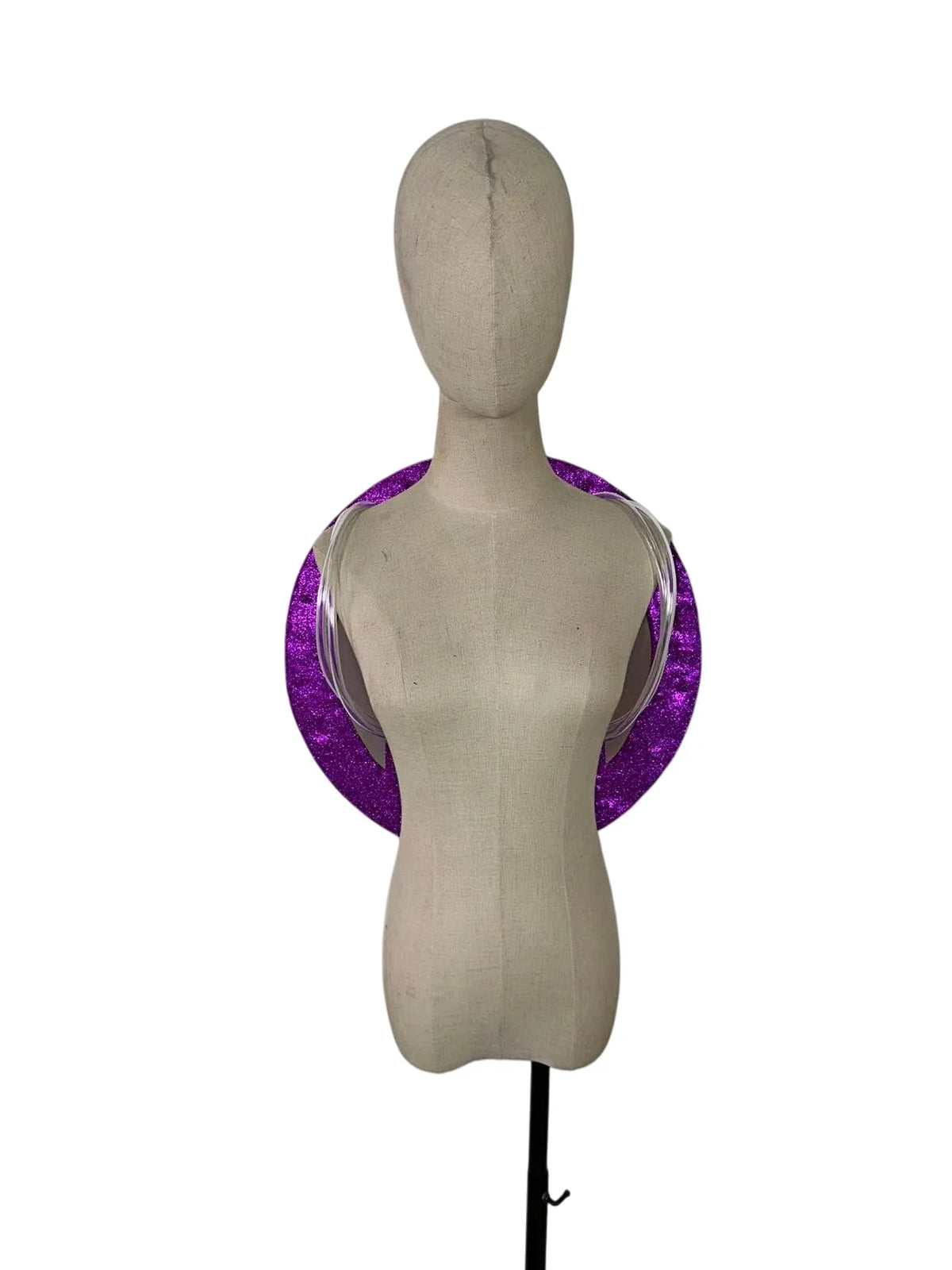Rhinestone-Embellished Feather Backpiece Frame with Harness