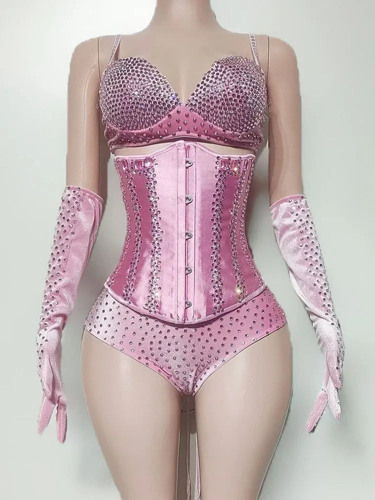 The Stardust Sugar Rush – Pink Feather & Glitter Stage Costume Set