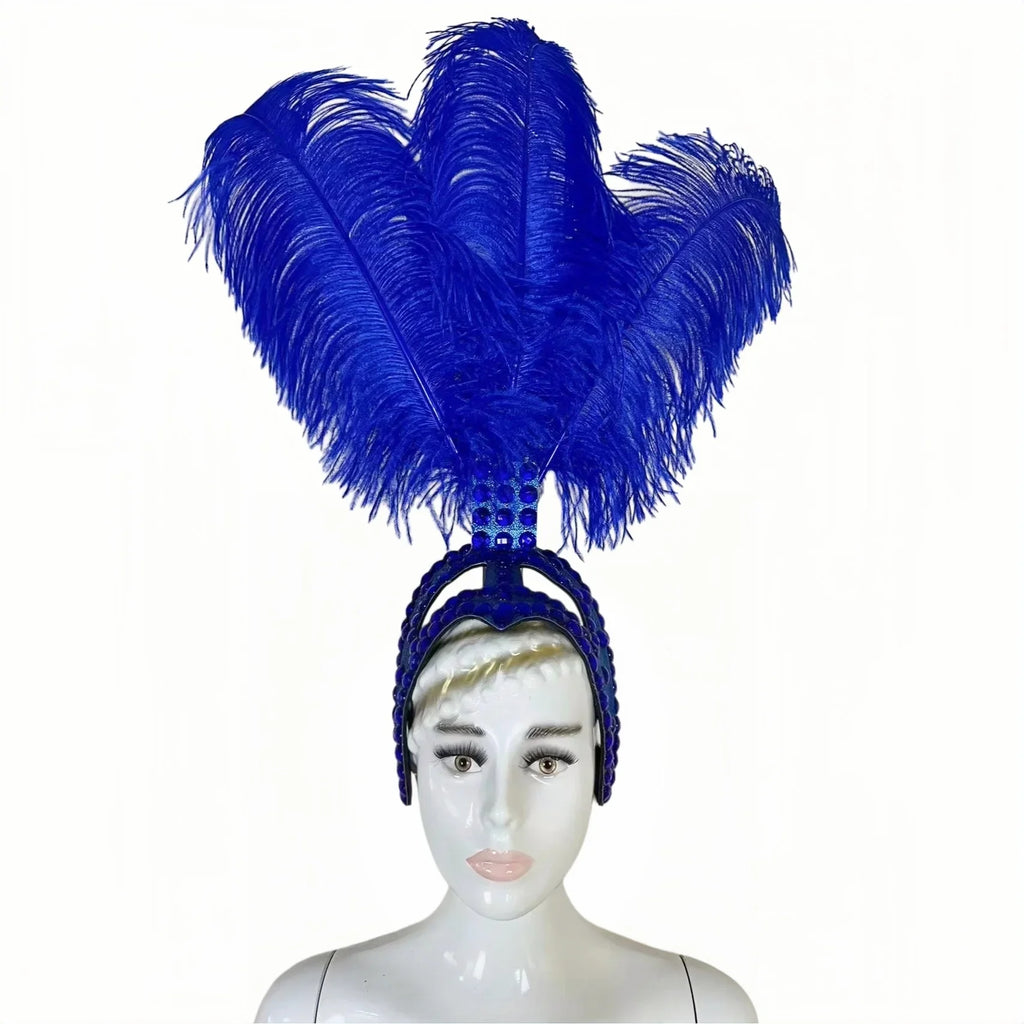 The Stardust Azure Sovereign – Royal Blue Feather Samba Carnival Headdress