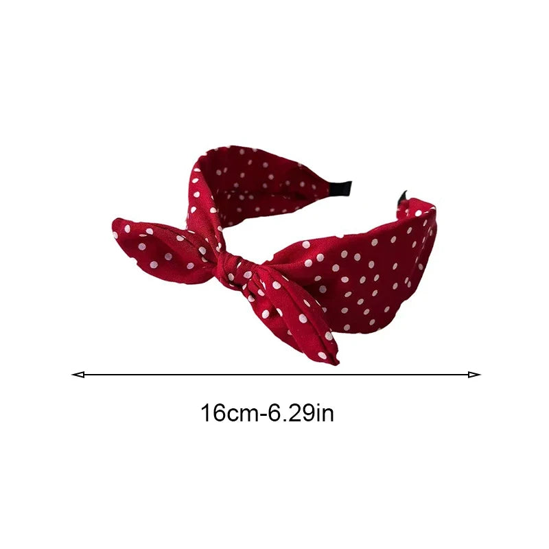 Vintage Red Bow Wide Headband for Women