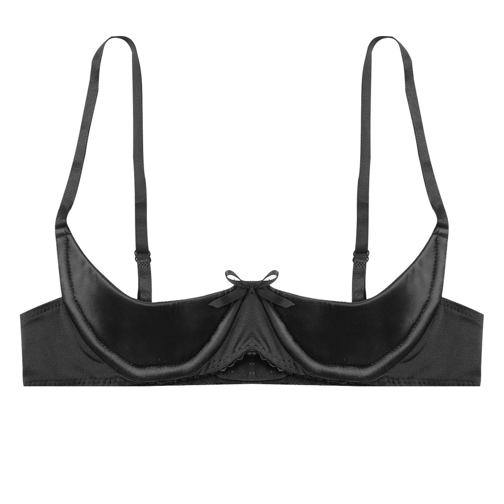 Satin Underwire Half-Cup Push-Up Bra