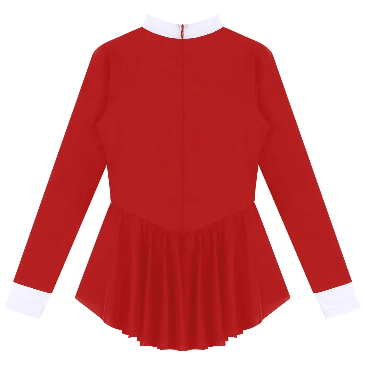 Tuxedo Bowknot Long Sleeve Ruffle Leotard Dress Magician Costume